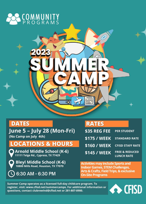 2023 Summer Camp information